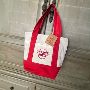 Trader Joe's Red & White Mini Canvas Tote